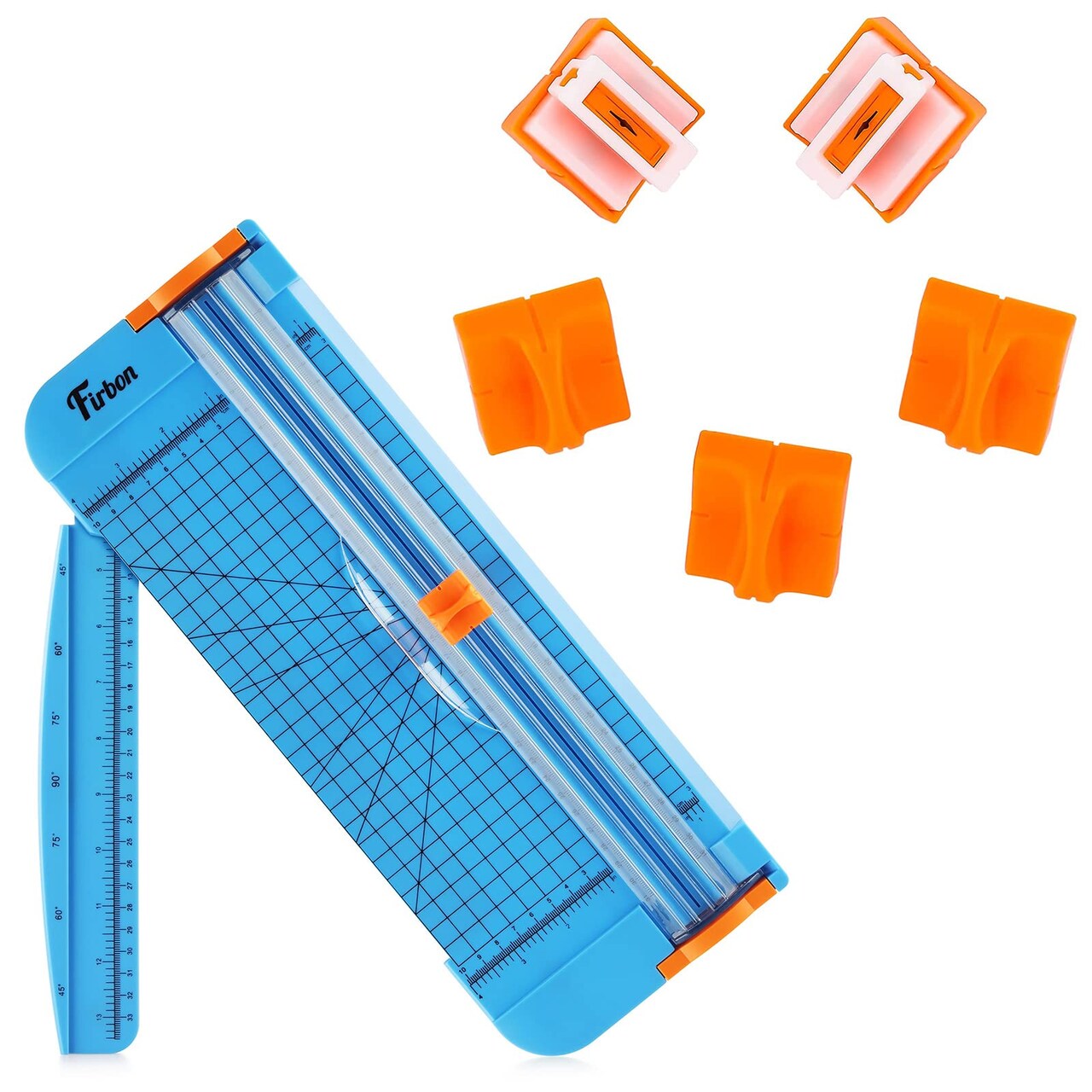 Firbon Blue A4 Paper Cutter Bundle with 5Pcs Refill Blades, 12 Inch Paper Trimmer with Side Ruler for Scrapbooking, Craft, Coupon, Label, Cardstock